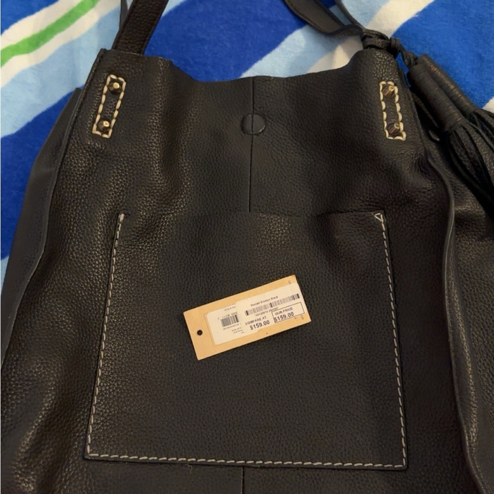 Clarks black leather oversized purse
